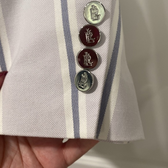 🆕Ralph Lauren Lauren Striped Blazer In Lavender Multi. Size 16 - Picture 3 of 12